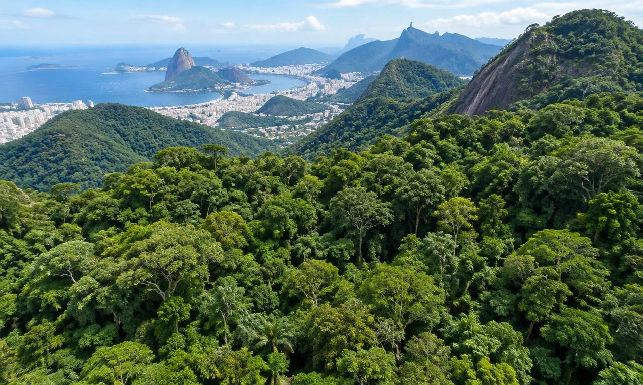 Copas de árvores da Mata Atlântica vistas do alto